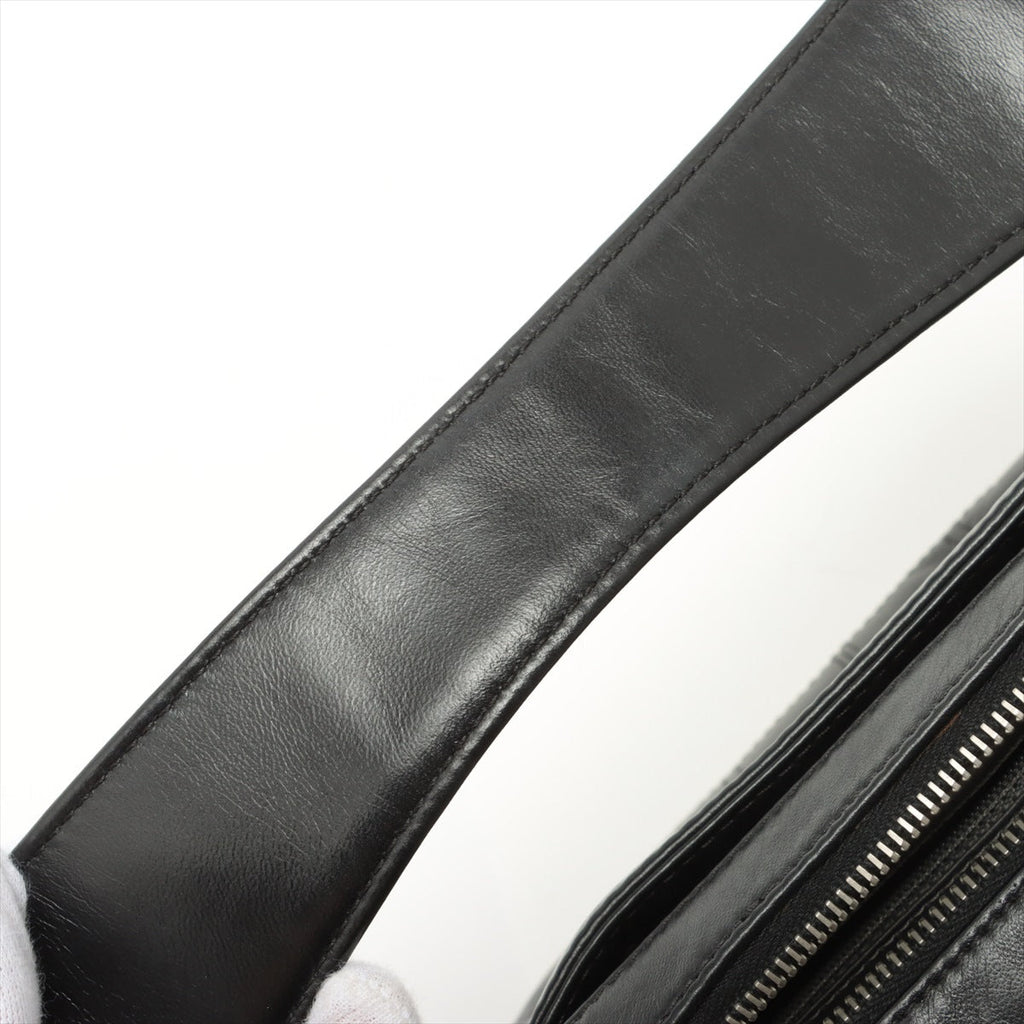 Chocolate Bar Black Lambskin Leather Chain