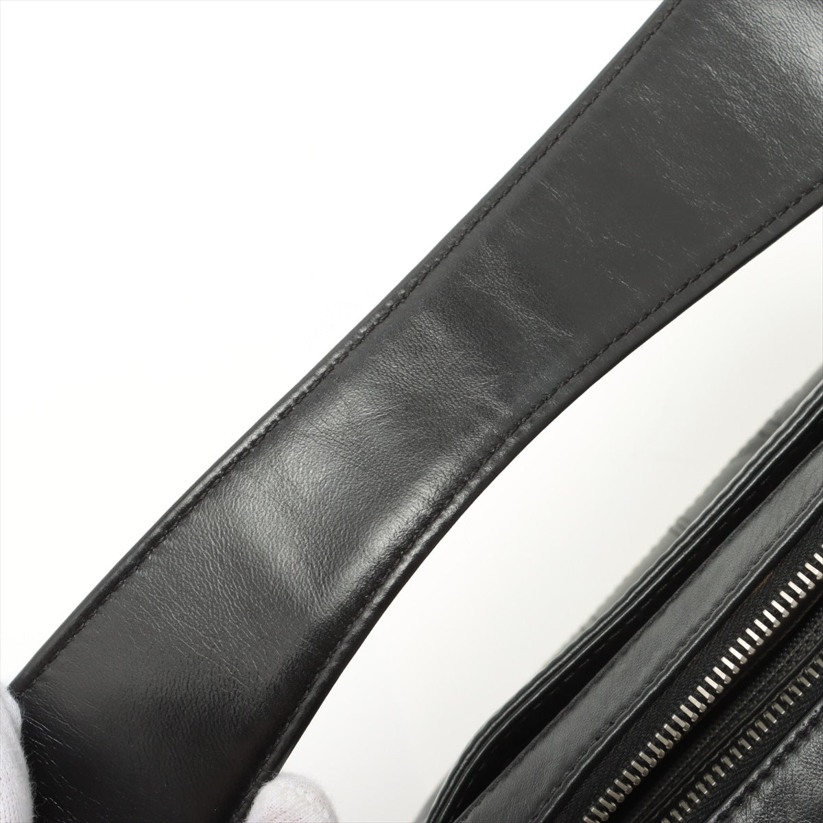 Chocolate Bar Black Lambskin Leather Chain