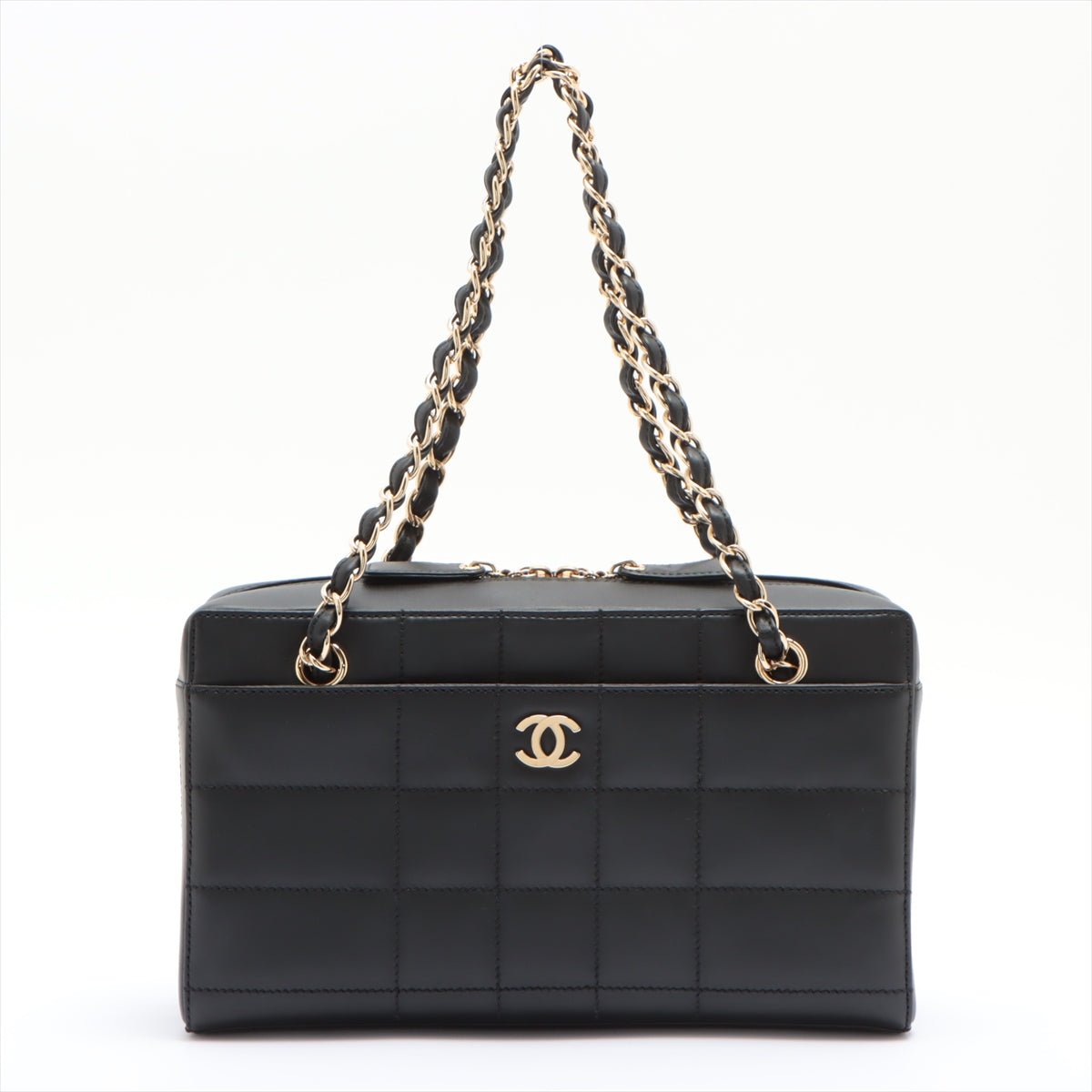 Chocolate Bar Black Lambskin Leather Chain