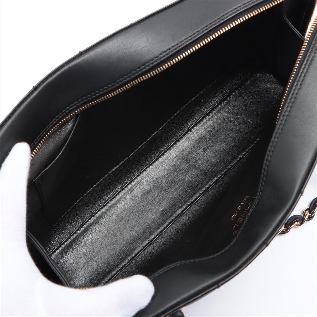 Chocolate Bar Black Lambskin Leather Chain
