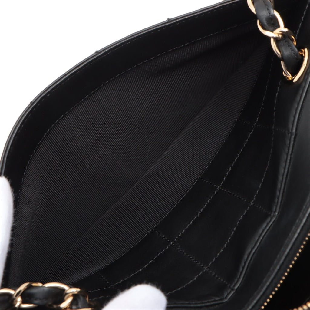 Chocolate Bar Black Lambskin Leather Chain