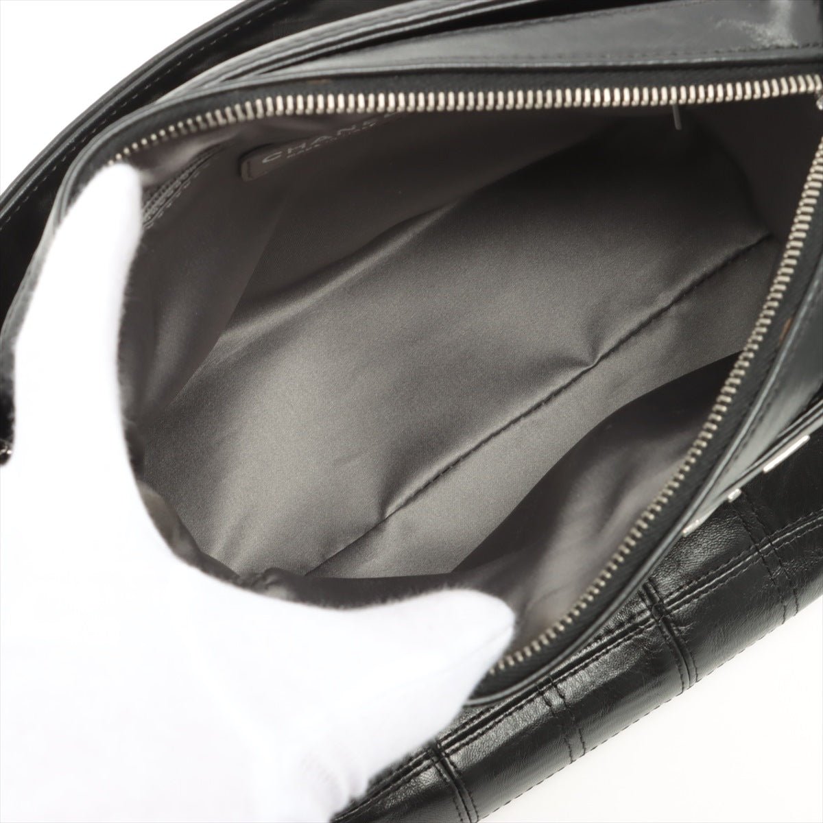 Chocolate Bar Black Lambskin Leather Chain