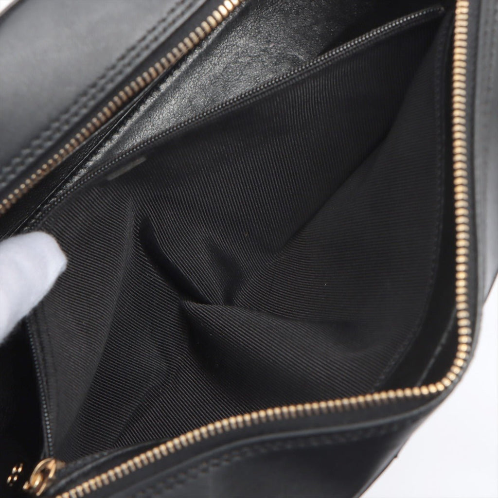 Chocolate Bar Black Lambskin Leather Chain