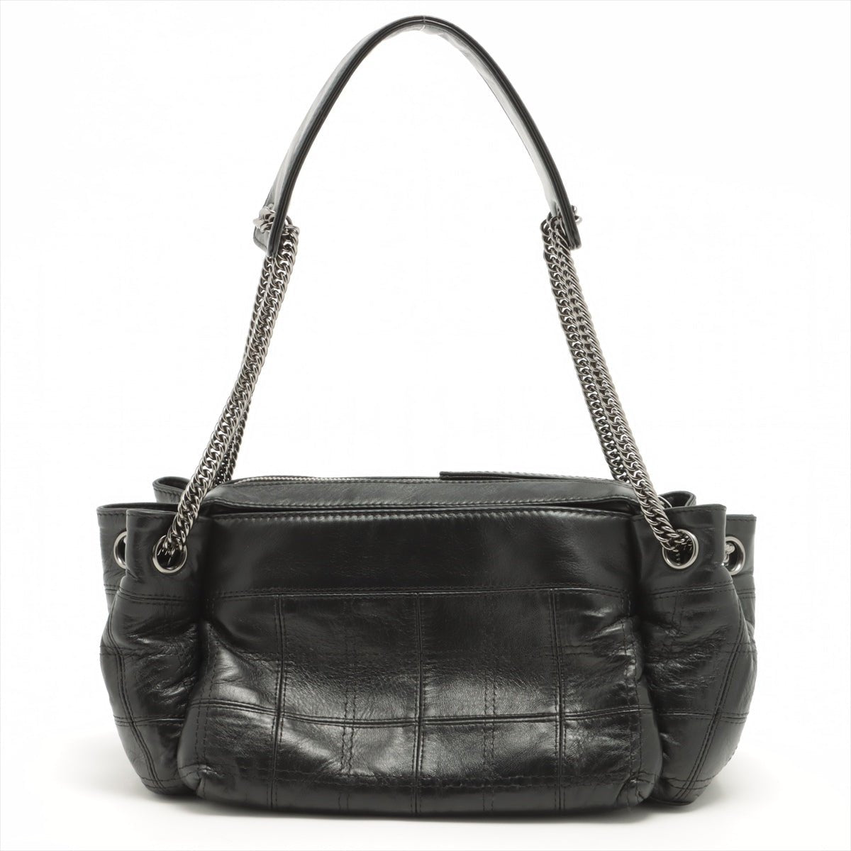 Chocolate Bar Black Lambskin Leather Chain