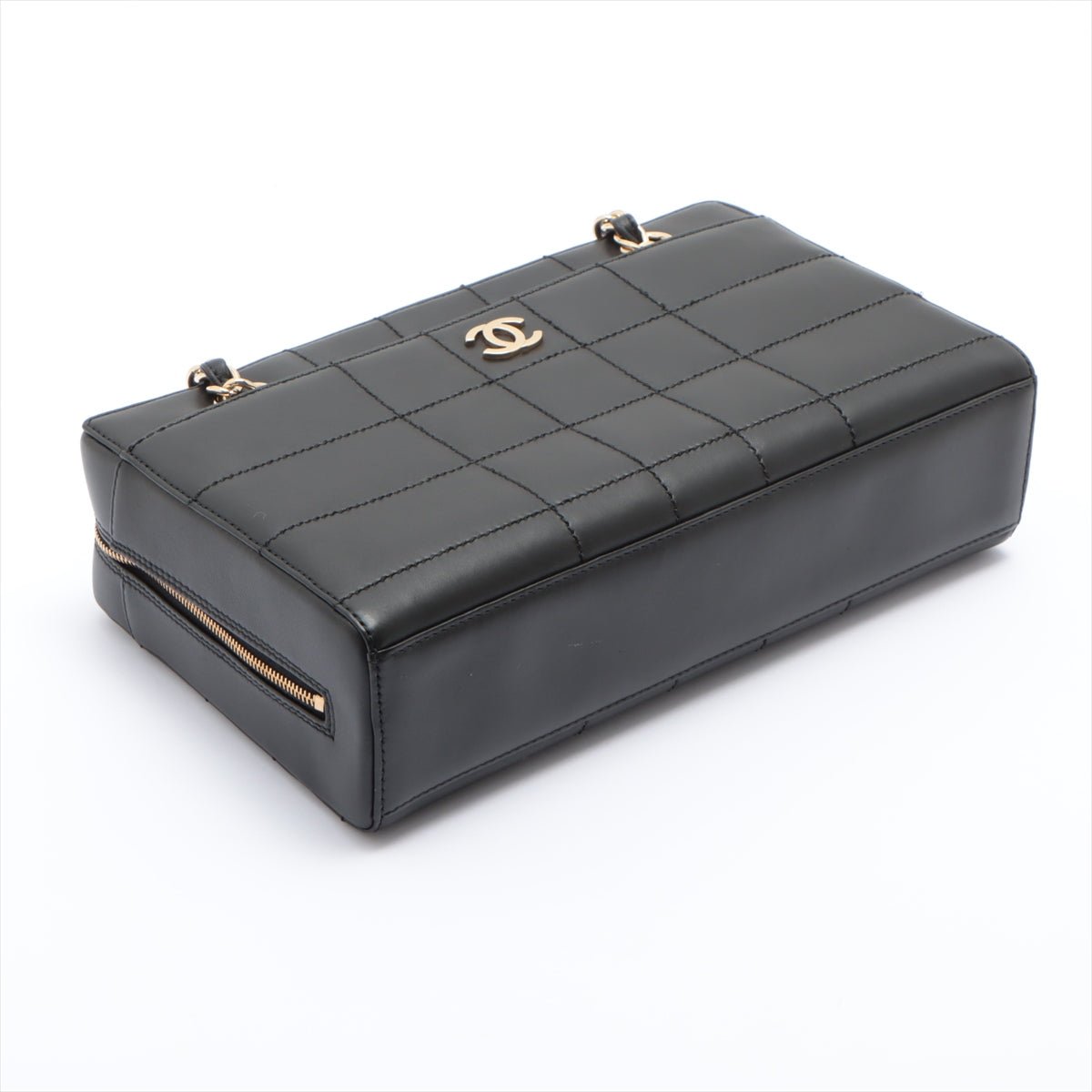 Chocolate Bar Black Lambskin Leather Chain