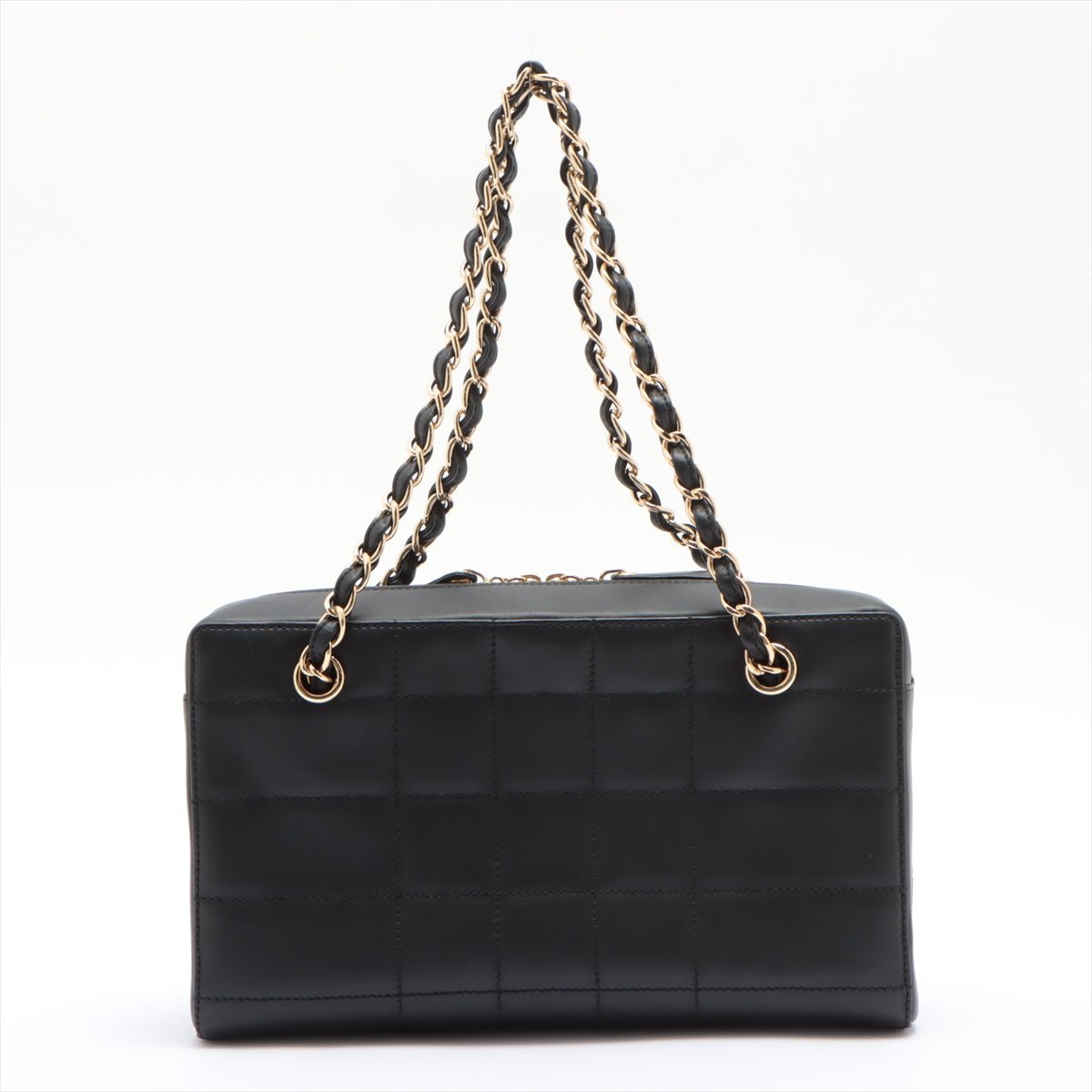 Chocolate Bar Black Lambskin Leather Chain