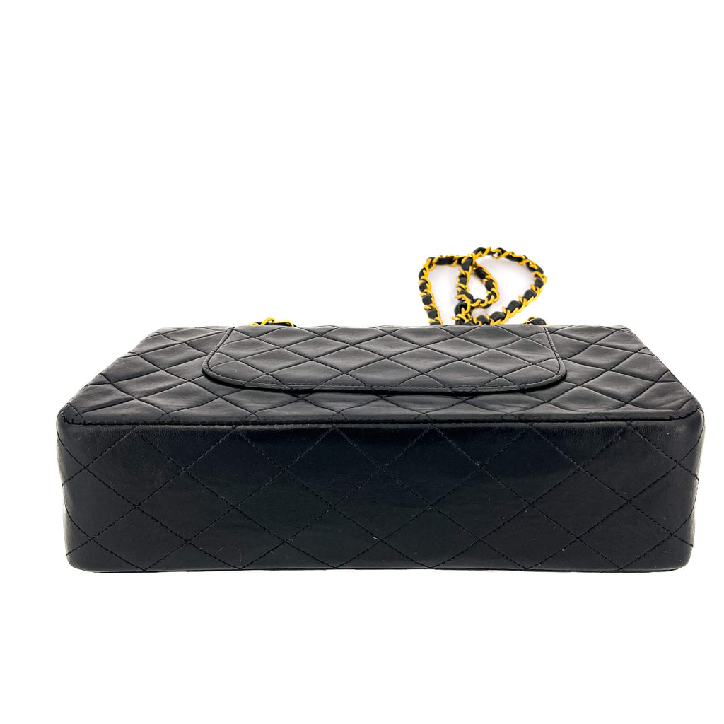 Classic Double Flap Chain Bag Black Leather Medium