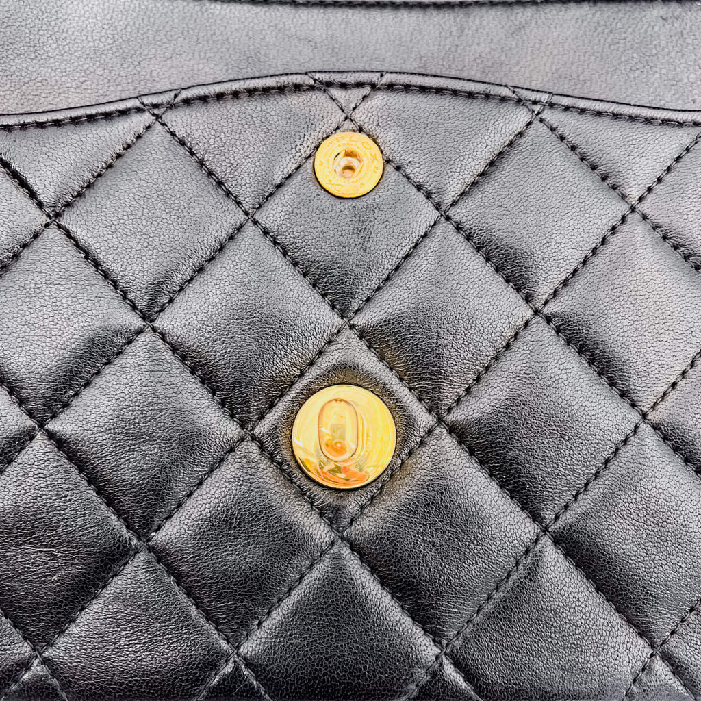 Classic Double Flap Chain Bag Black Leather Medium