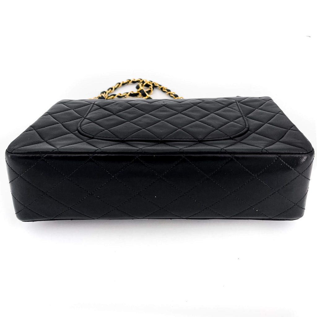 Classic Double Flap Chain Bag Black Leather Medium