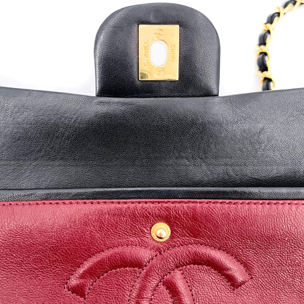 Classic Double Flap Chain Bag Black Leather Medium