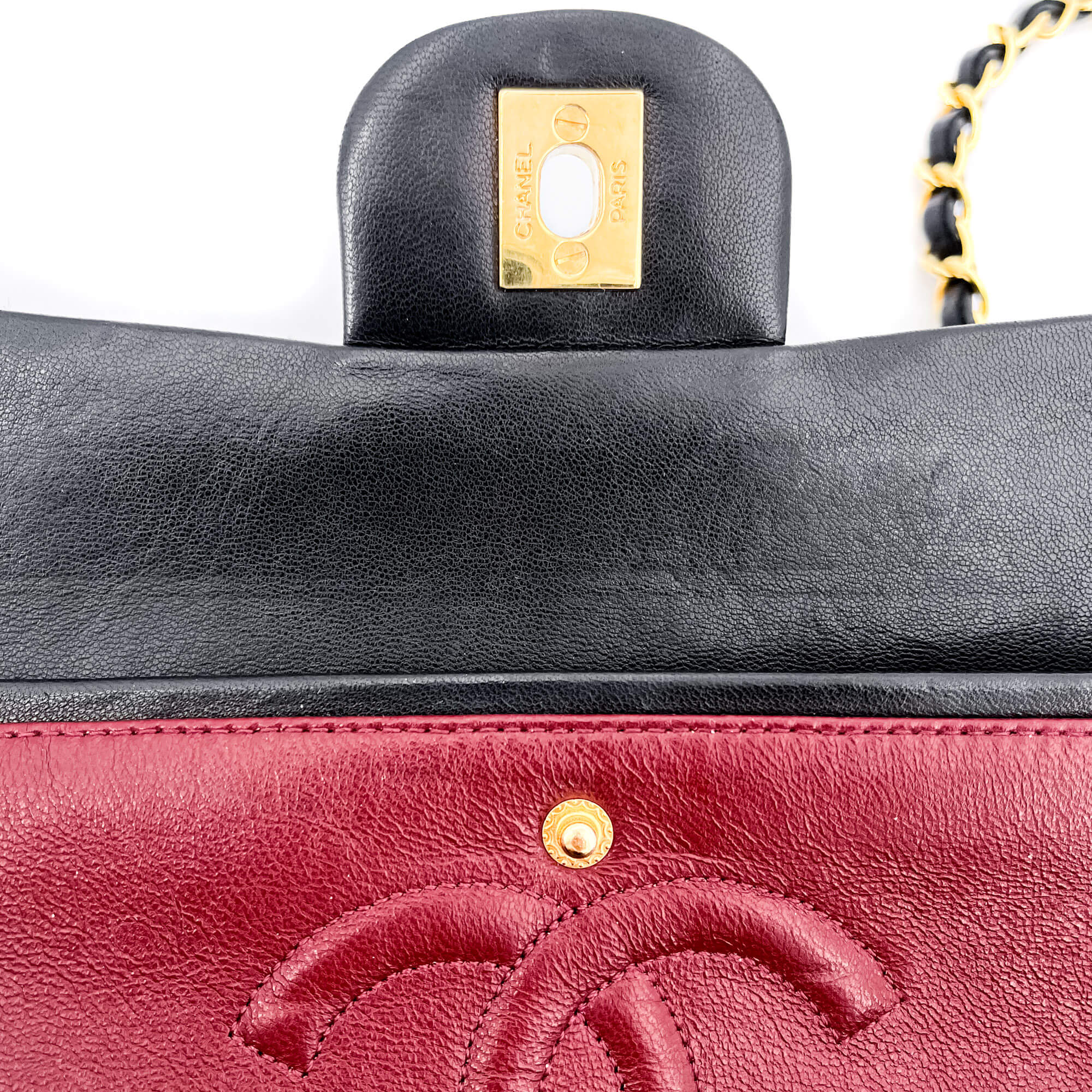 Classic Double Flap Chain Bag Black Leather Medium