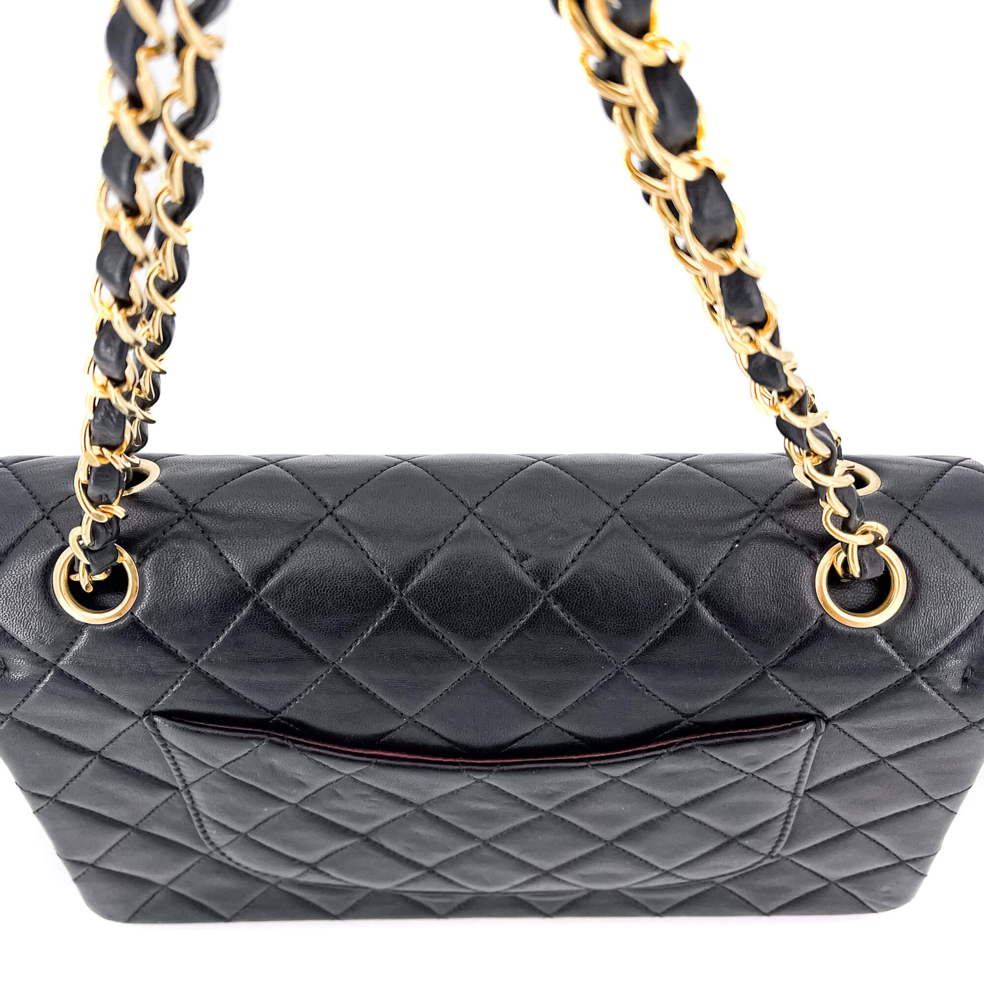 Classic Double Flap Chain Bag Black Leather Medium