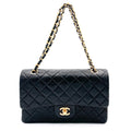 Classic Double Flap Chain Bag Black Leather Medium