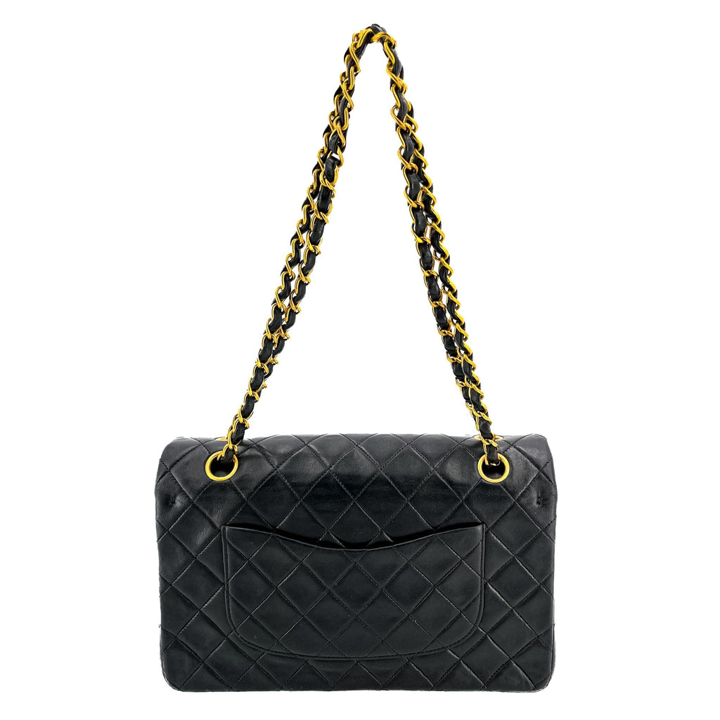 Classic Double Flap Chain Bag Black Leather Medium
