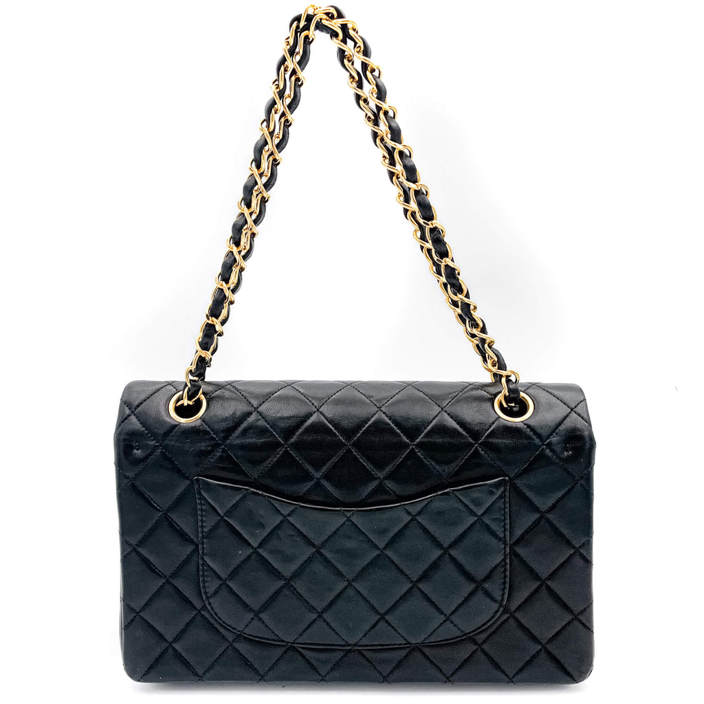 Classic Double Flap Chain Bag Black Leather Medium