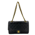 Classic Double Flap Chain Bag Black Leather Medium