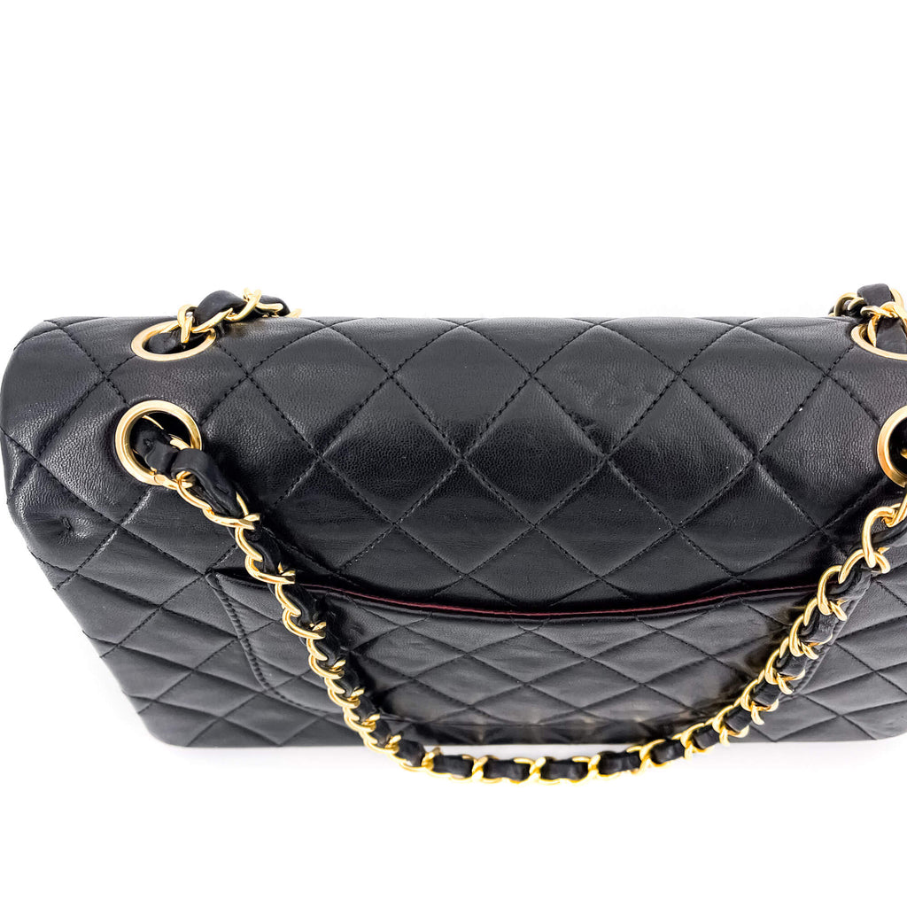 Classic Double Flap Chain Bag Black Leather Medium