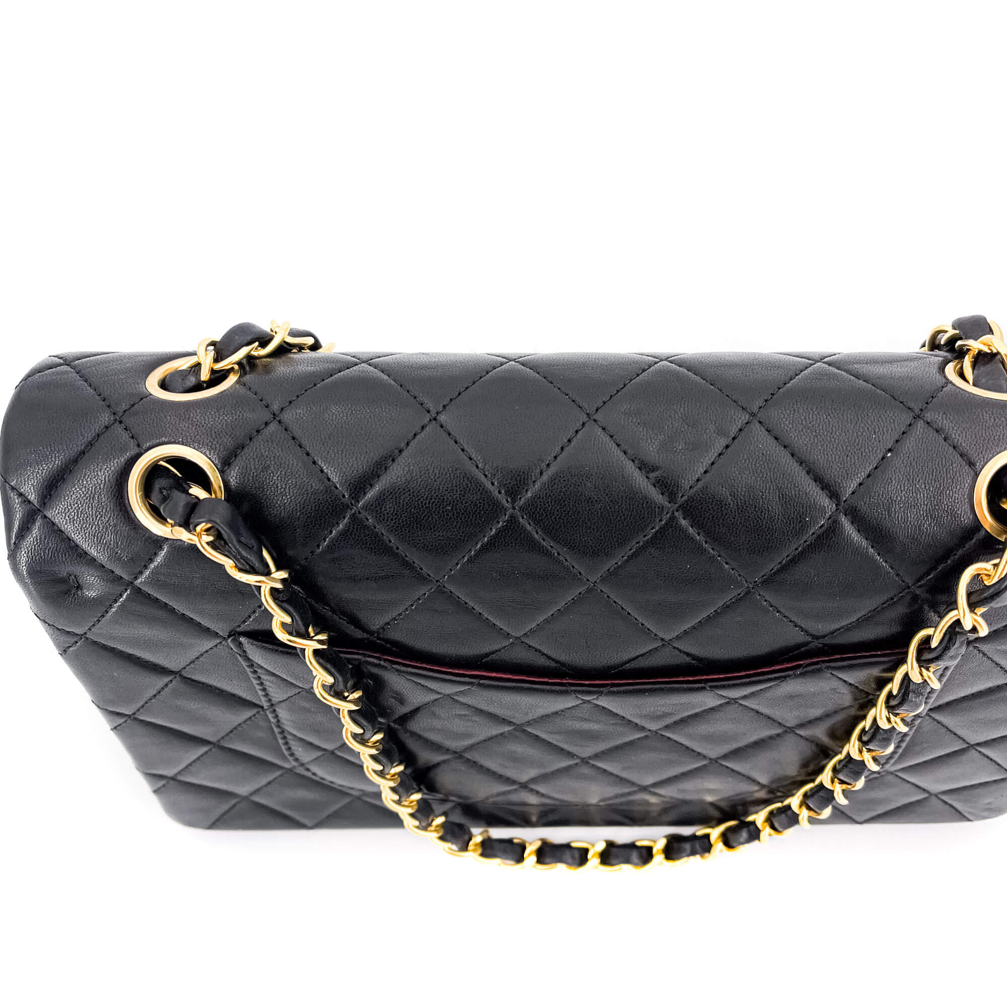 Classic Double Flap Chain Bag Black Leather Medium