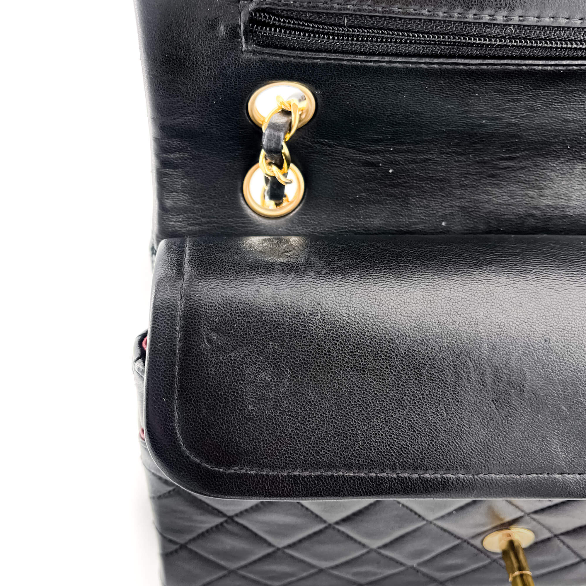 Classic Double Flap Chain Bag Black Leather Medium