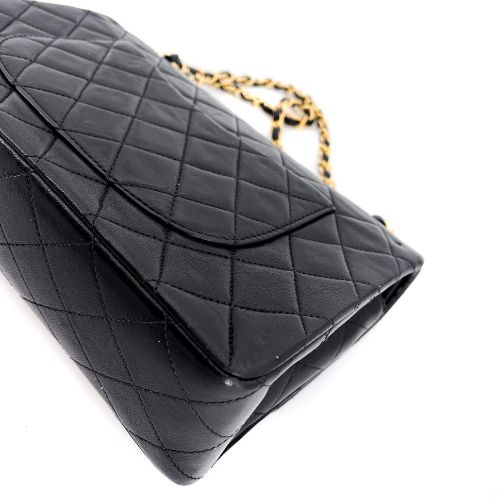 Classic Double Flap Chain Bag Black Leather Medium