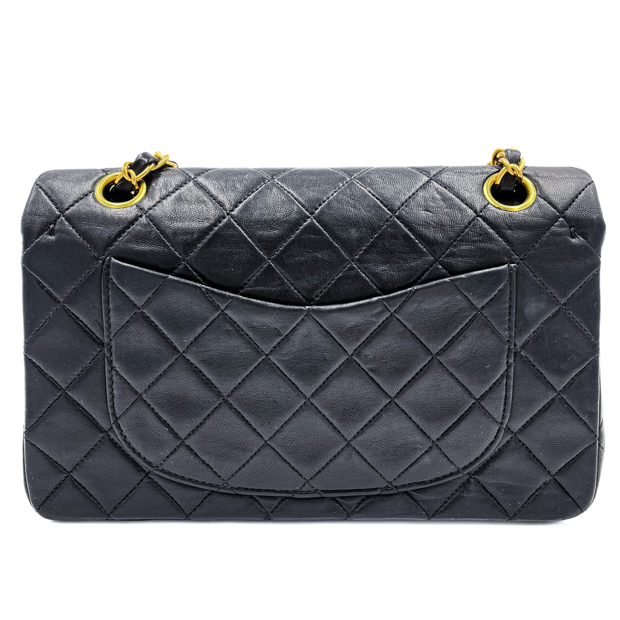 Classic Double Flap Chain Bag Black Leather Small