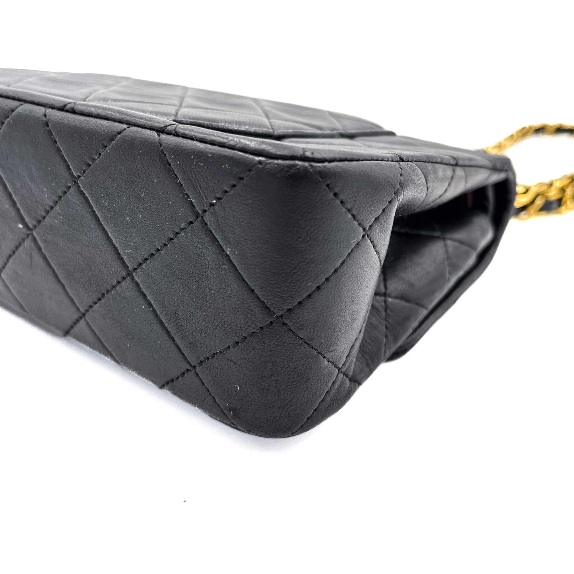 Classic Double Flap Chain Bag Black Leather Small