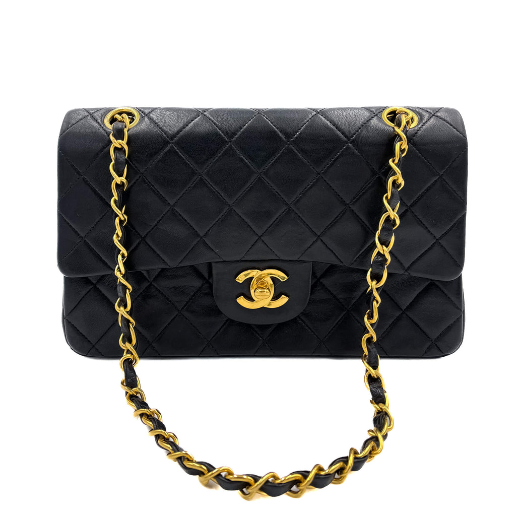 Classic Double Flap Chain Bag Black Leather Small