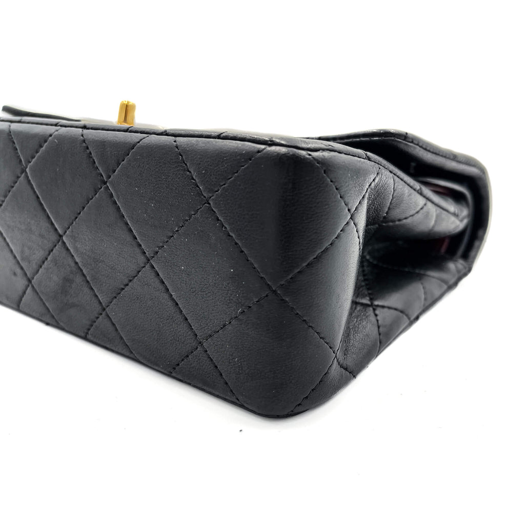 Classic Double Flap Chain Bag Black Leather Small