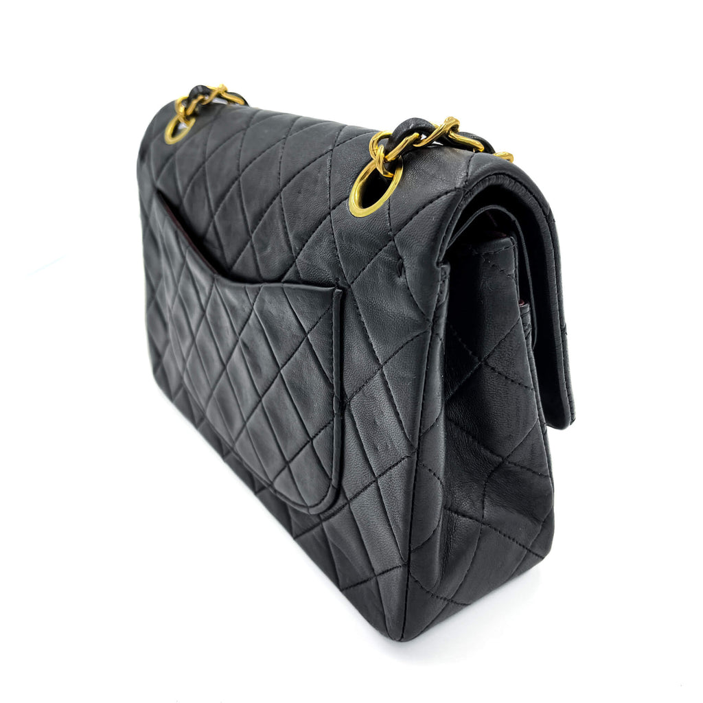 Classic Double Flap Chain Bag Black Leather Small