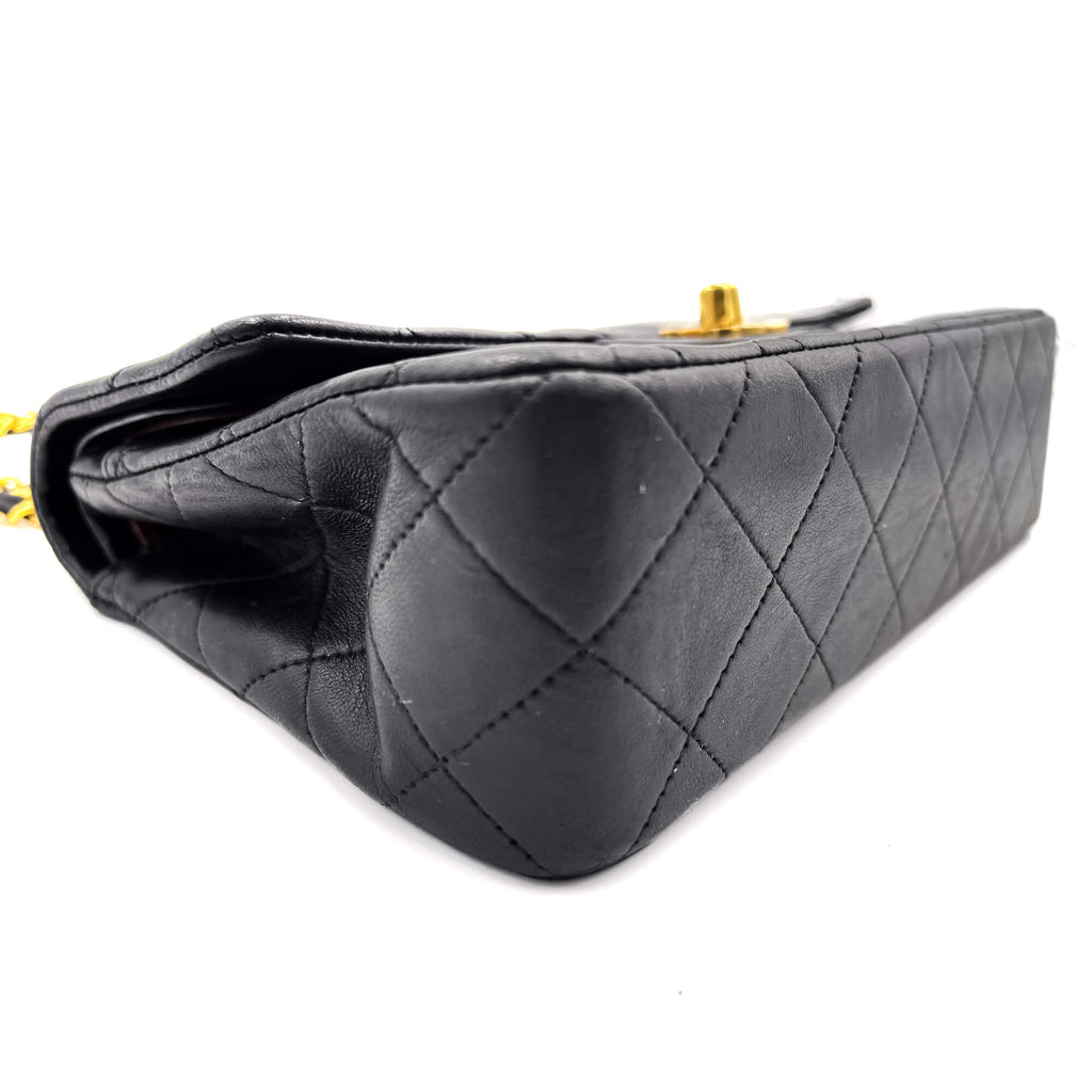 Classic Double Flap Chain Bag Black Leather Small