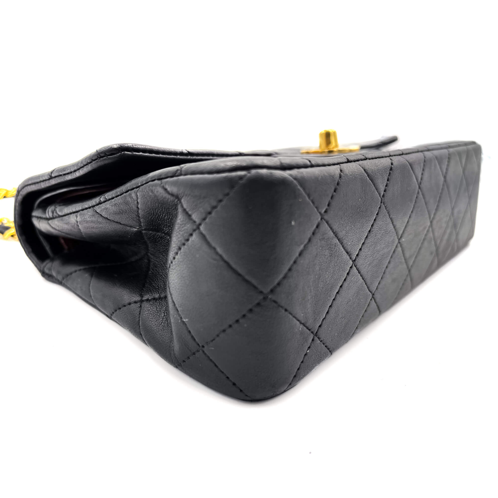 Classic Double Flap Chain Bag Black Leather Small