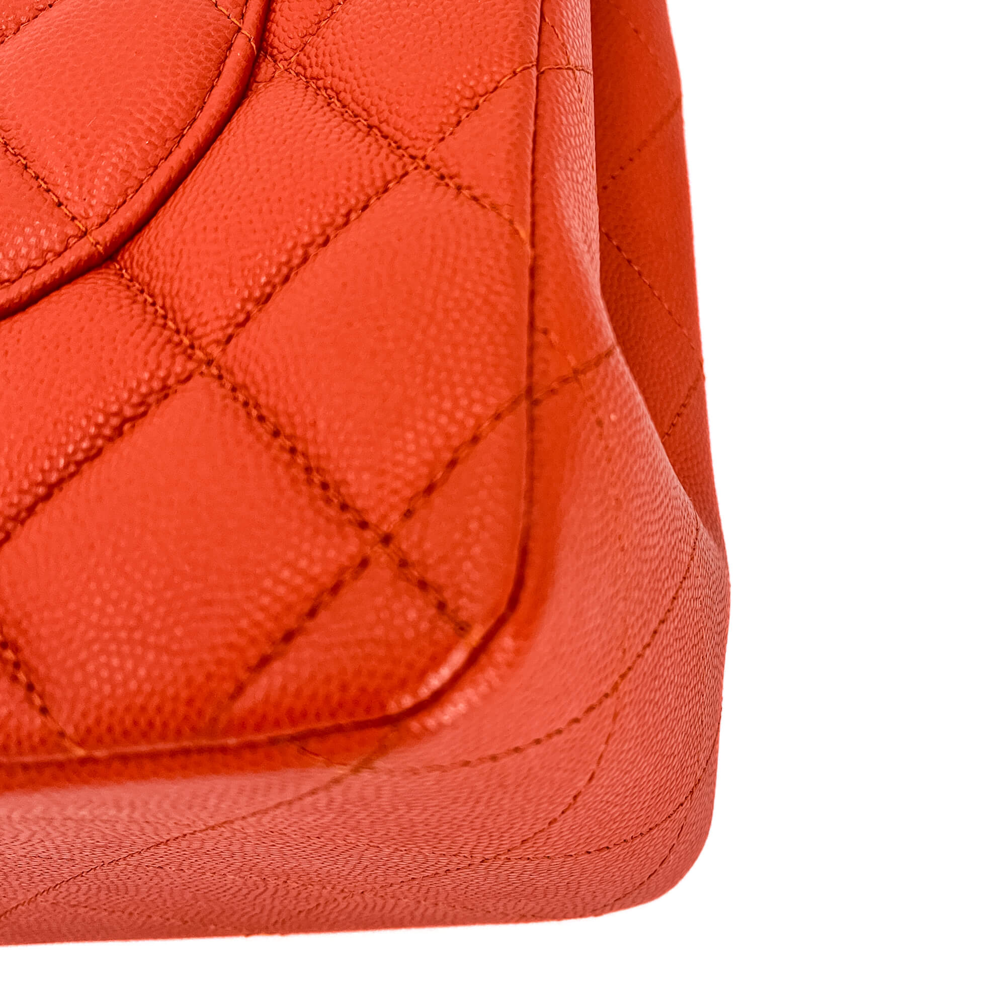 Classic Double Flap Jumbo Caviar Leather Chain Bag Orange