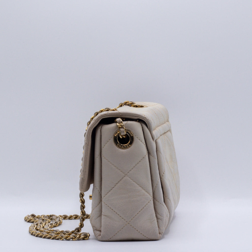 Classic Flap White Lambskin Leather