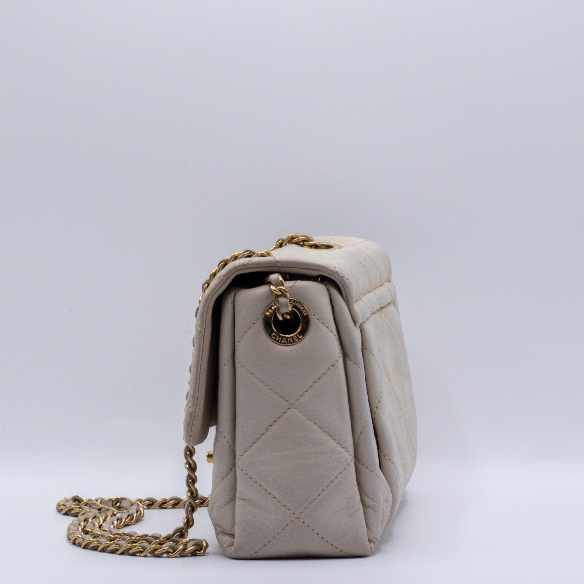 Classic Flap White Lambskin Leather