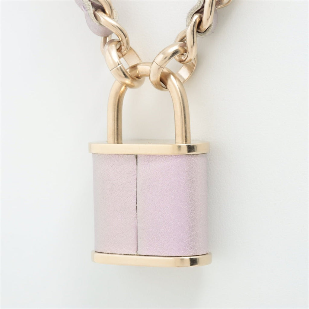 Coco Chain Necklace Padlock Purple Leather Gold