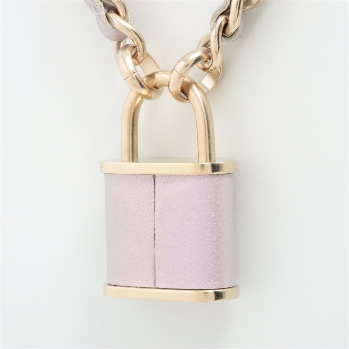 Coco Chain Necklace Padlock Purple Leather Gold