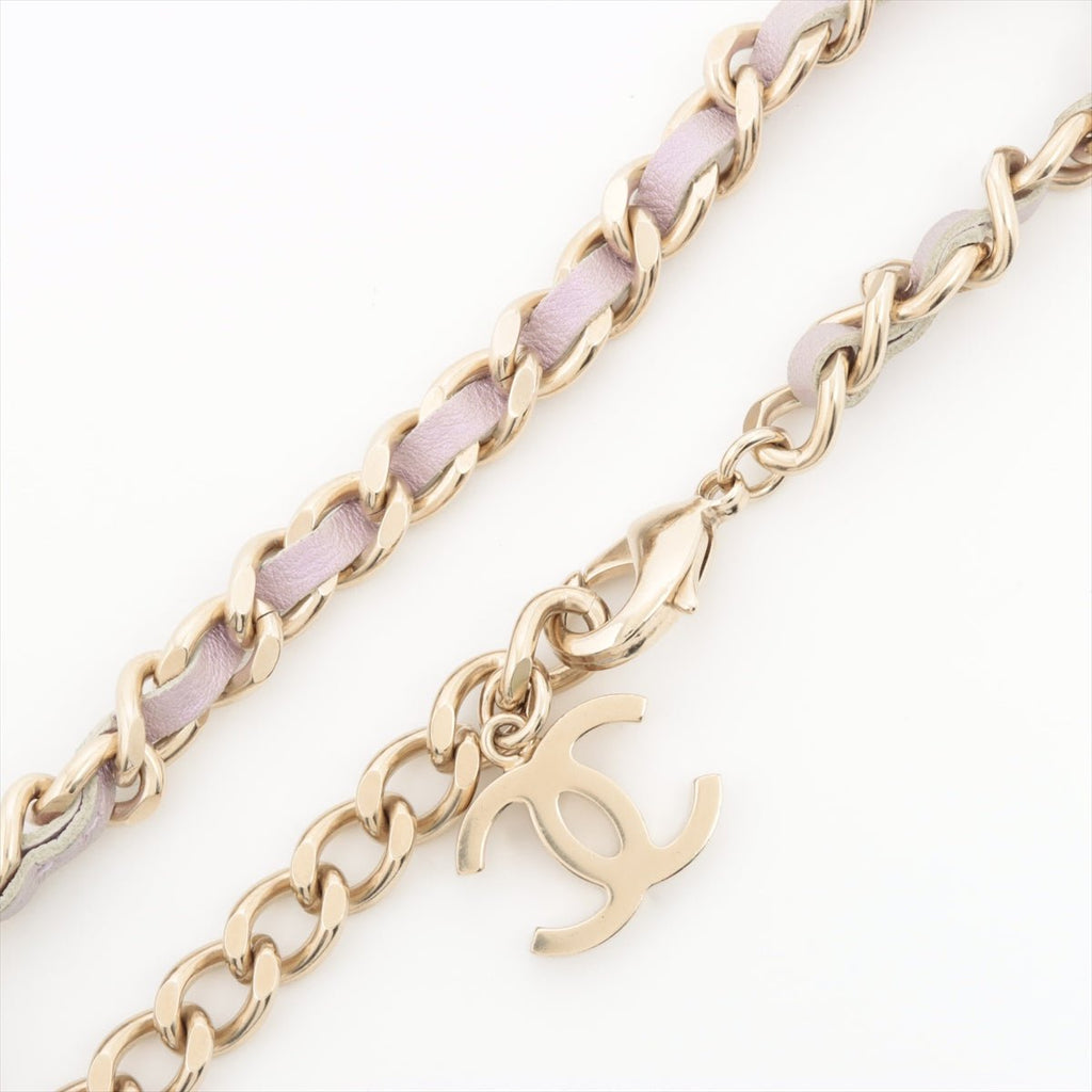 Coco Chain Necklace Padlock Purple Leather Gold