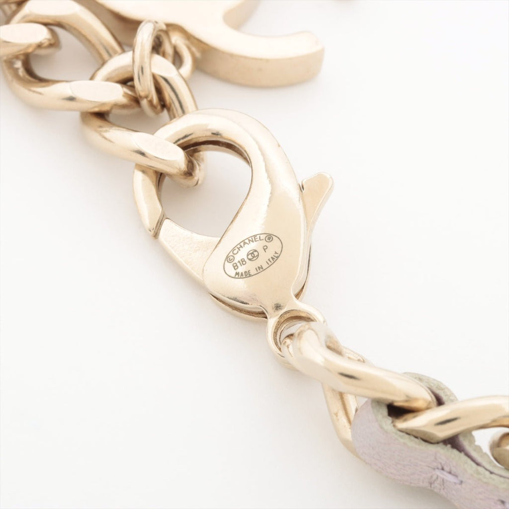 Coco Chain Necklace Padlock Purple Leather Gold