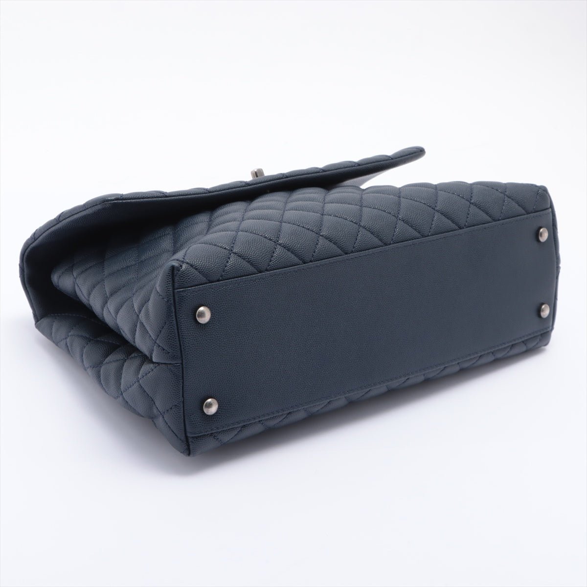 Coco Handle Large Caviar 2way Navy Blue Ruthenium