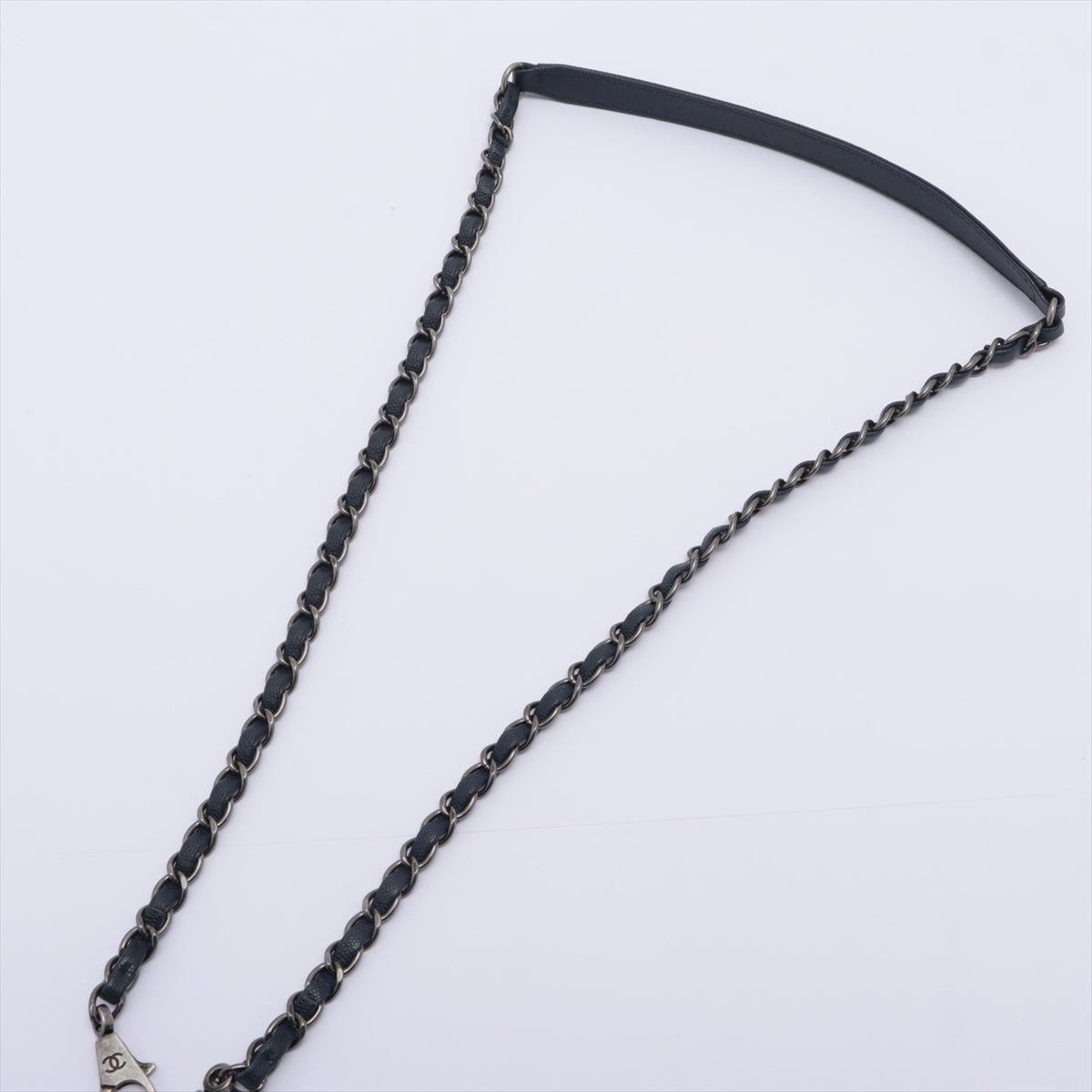 Coco Handle Large Caviar 2way Navy Blue Ruthenium