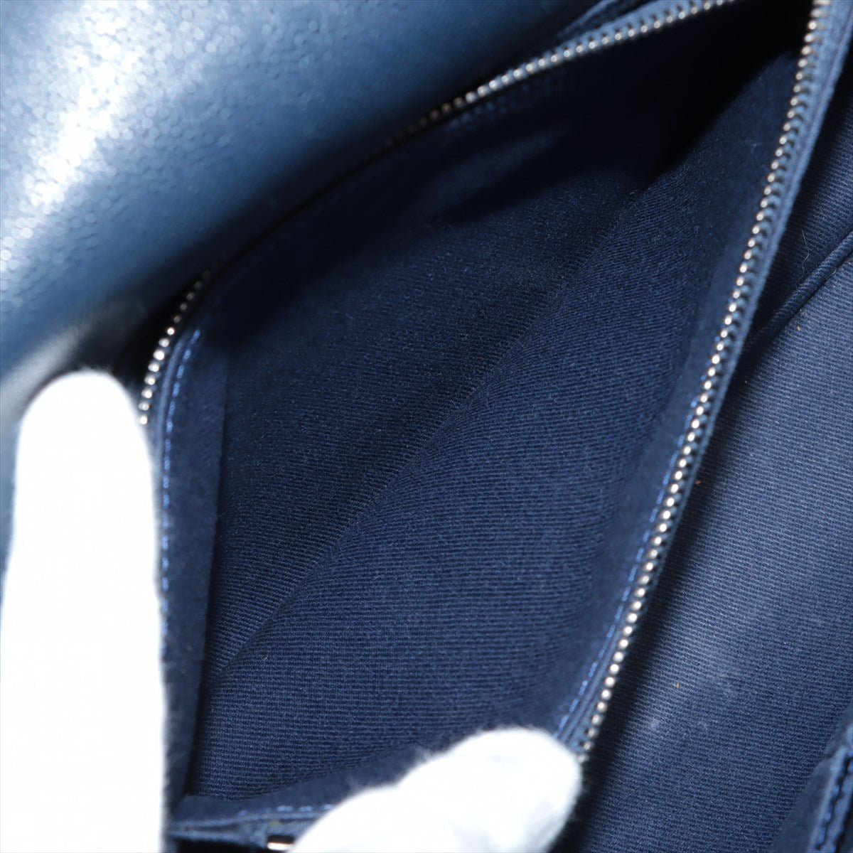 Coco Handle Large Caviar 2way Navy Blue Ruthenium