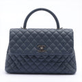 Coco Handle Large Caviar 2way Navy Blue Ruthenium