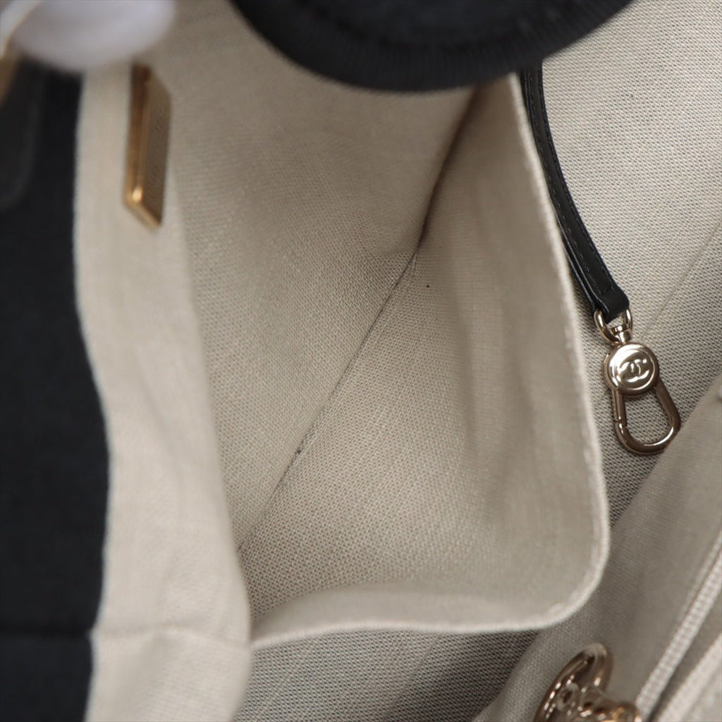 Deauville Canvas & Leather Chain Bag 2-way Black Gold