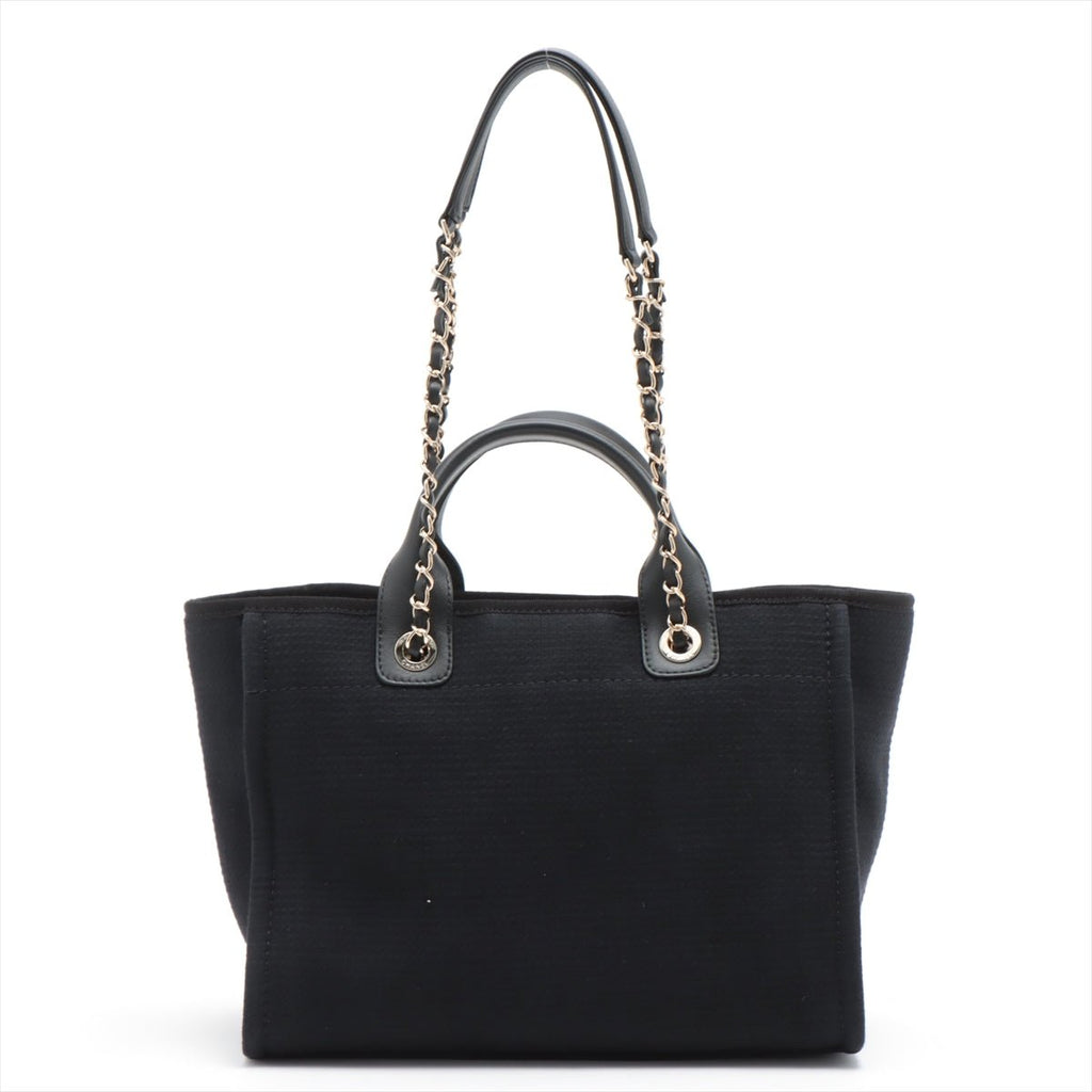 Deauville Canvas & Leather Chain Bag 2-way Black Gold