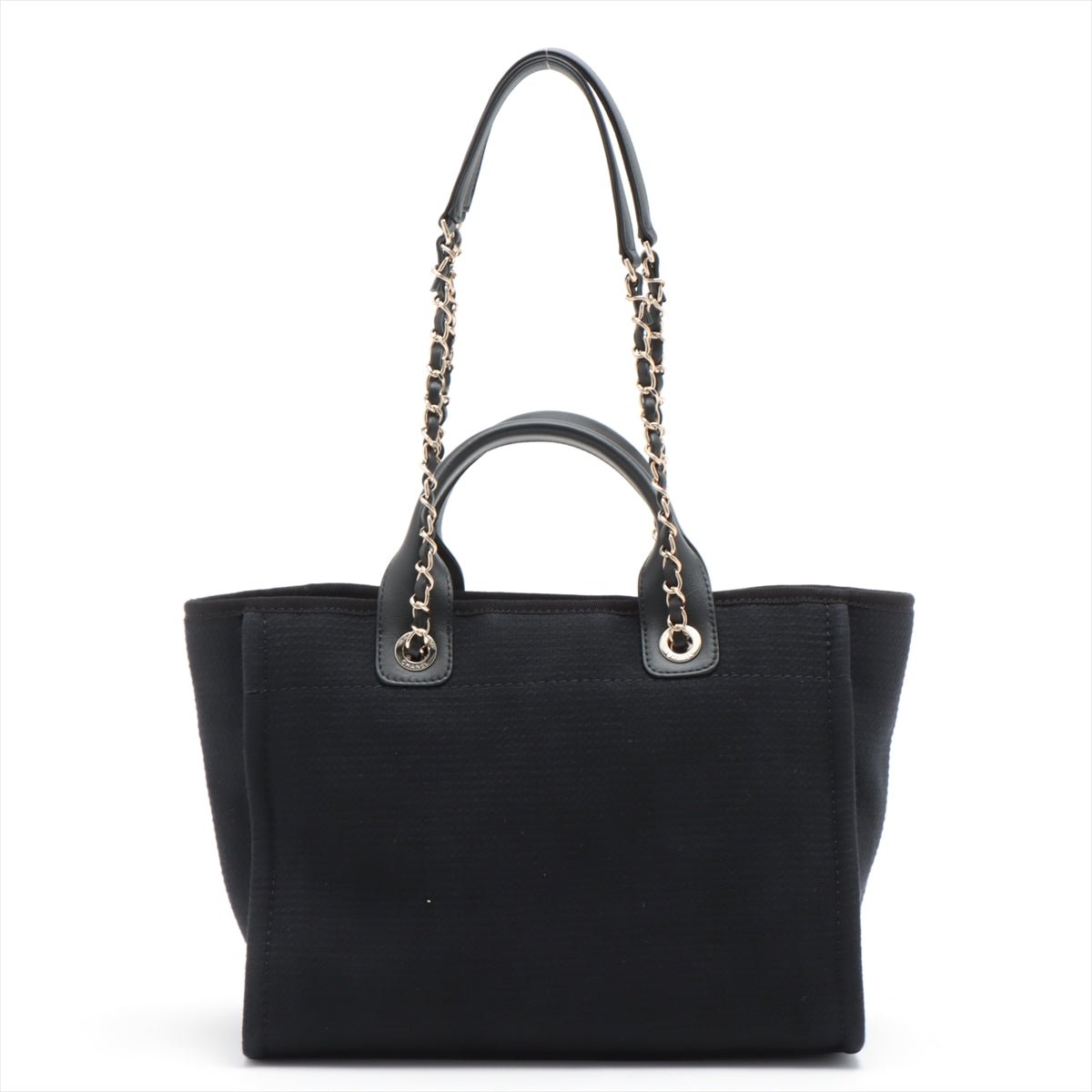 Deauville Canvas & Leather Chain Bag 2-way Black Gold