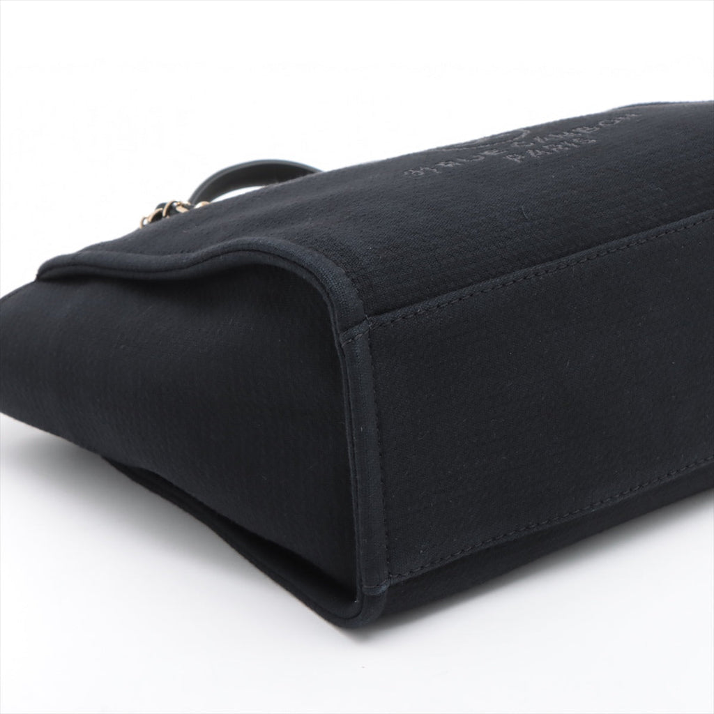 Deauville Canvas & Leather Chain Bag 2-way Black Gold