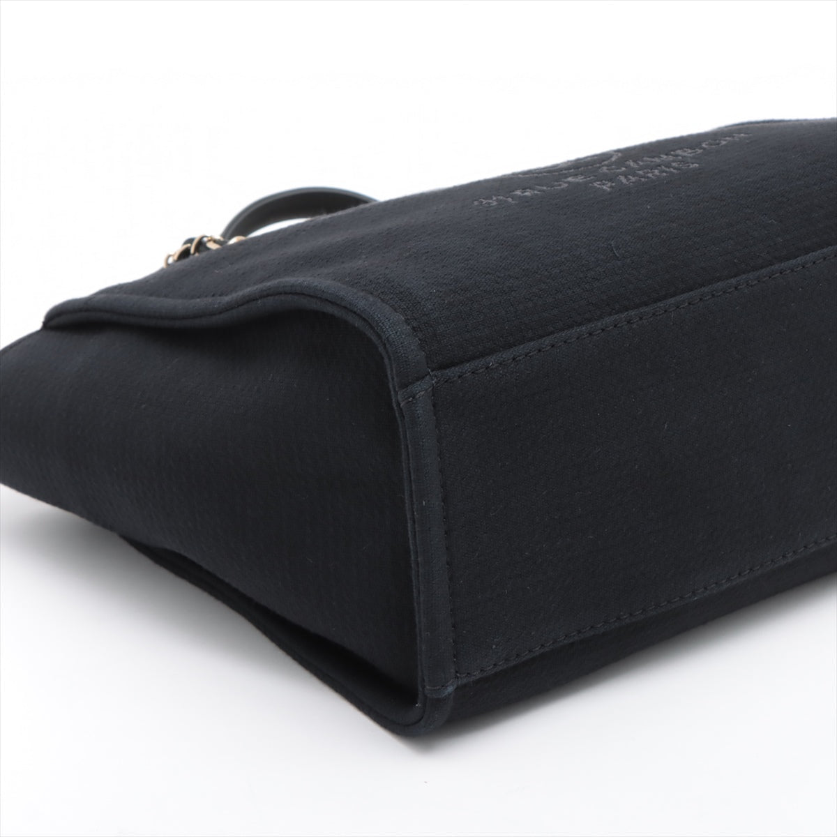 Deauville Canvas & Leather Chain Bag 2-way Black Gold
