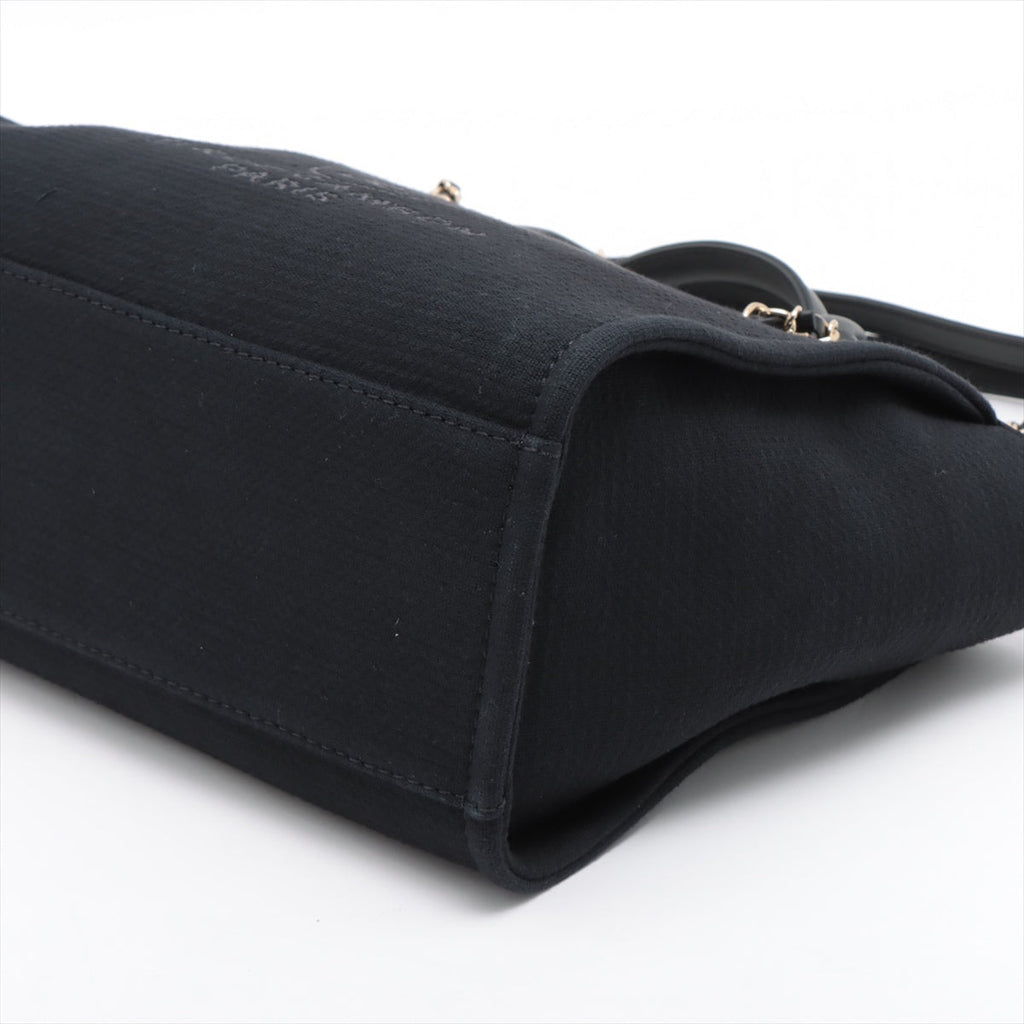 Deauville Canvas & Leather Chain Bag 2-way Black Gold
