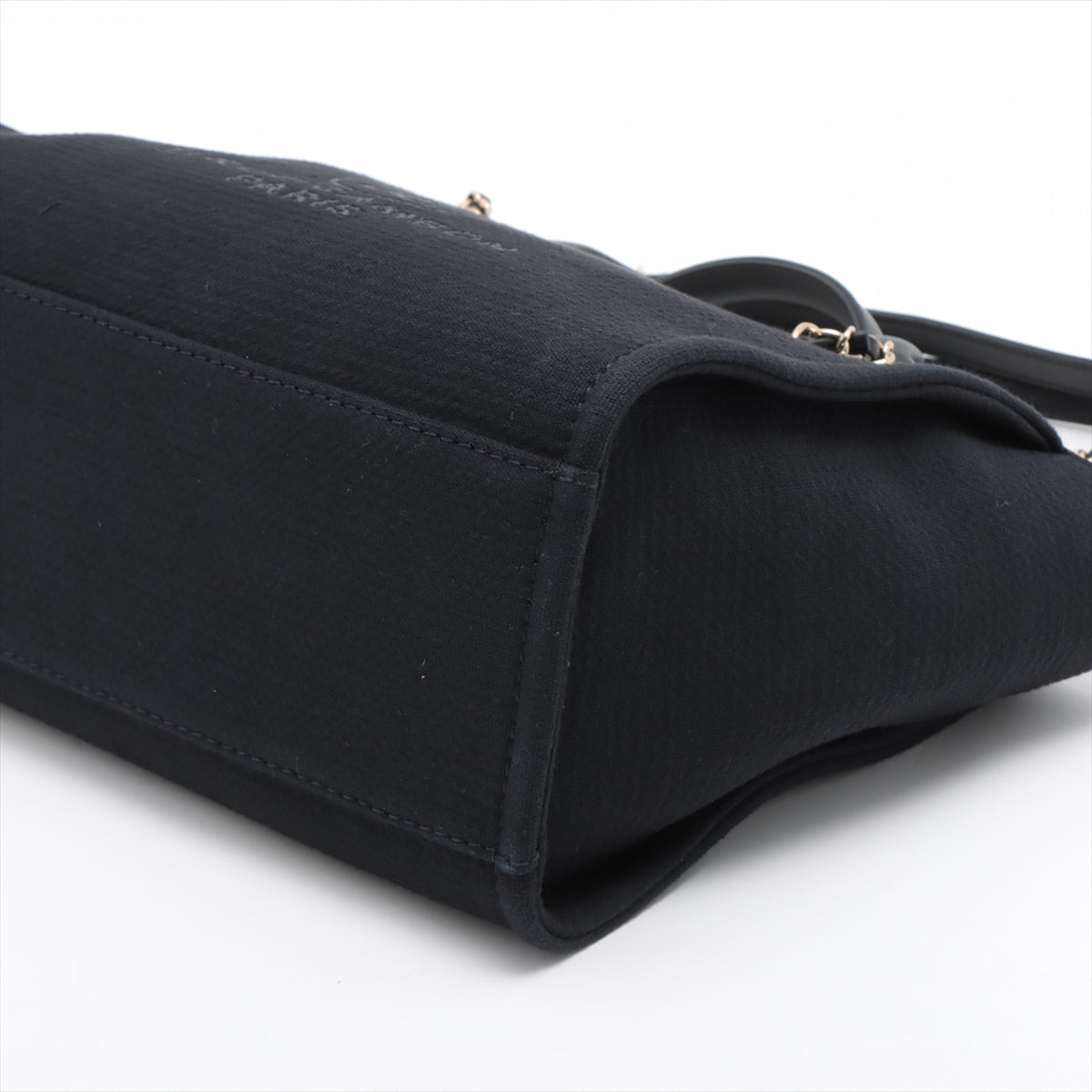 Deauville Canvas & Leather Chain Bag 2-way Black Gold