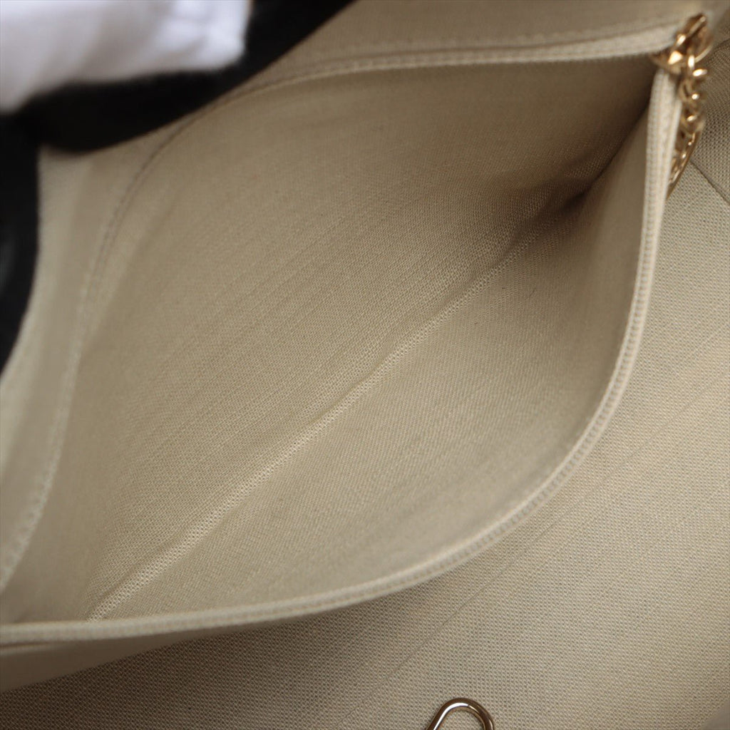 Deauville Canvas & Leather Chain Bag 2-way Black Gold Champagne Hardware